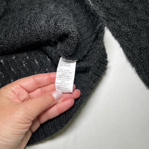 Cotton Emporium Mohair Blend Black Wide Knit Button Cardigan Sweater Large USA - Picture 3 of 9